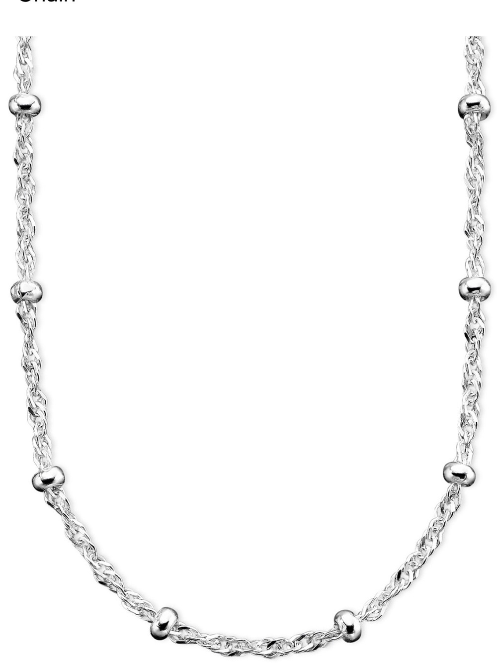 Italian Sterling Silver Small Bead Chain Necklace